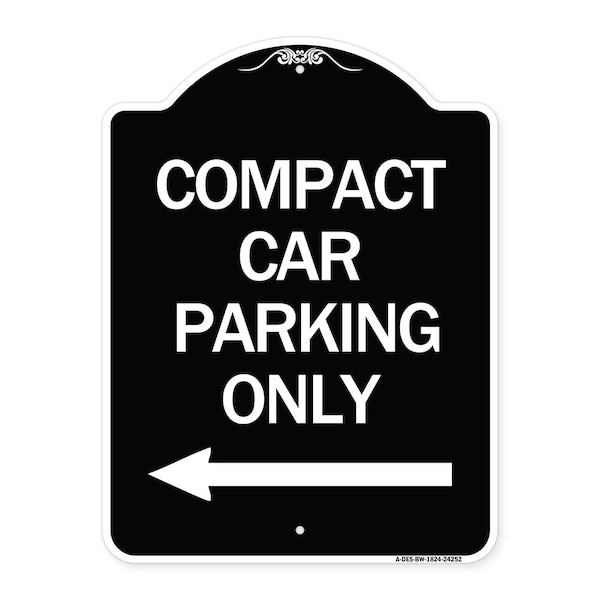 Compact Car Parking W/ Left Arrow Heavy-Gauge Aluminum Architectural Sign, 24" x 18", BW-1824-24252